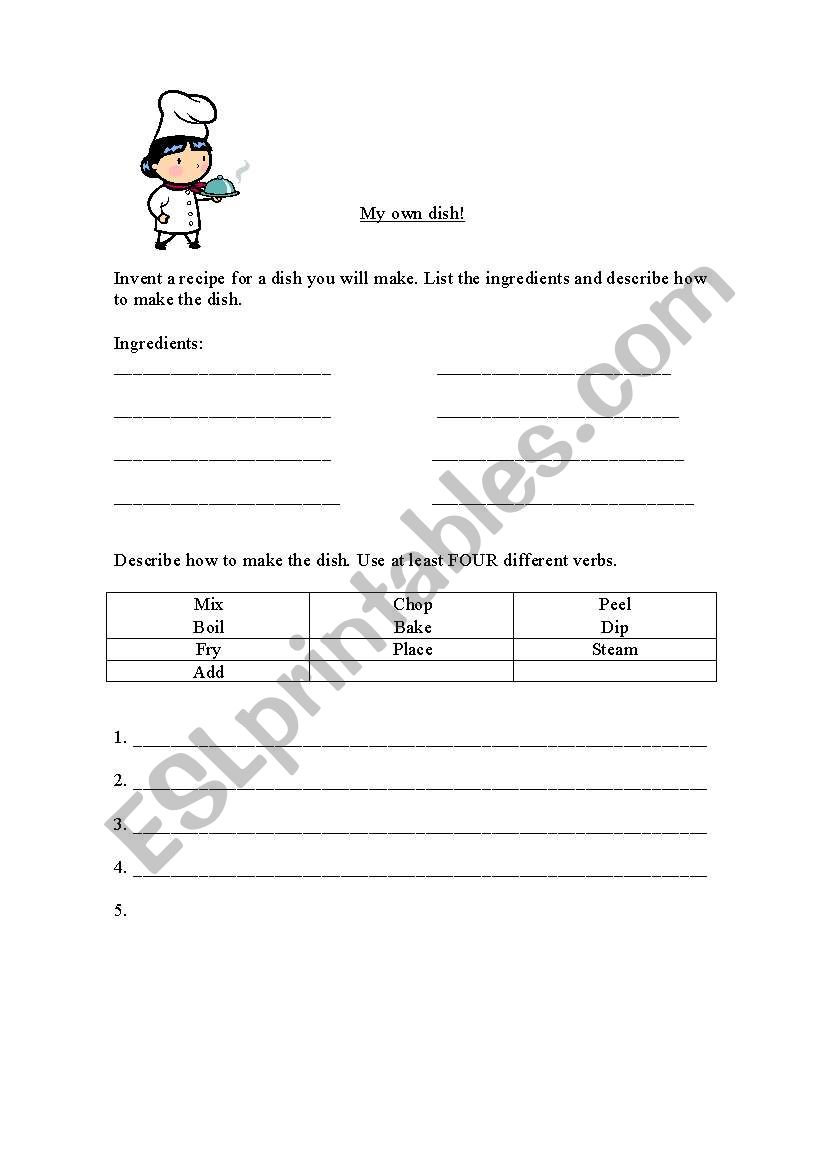 Make your own dish! worksheet