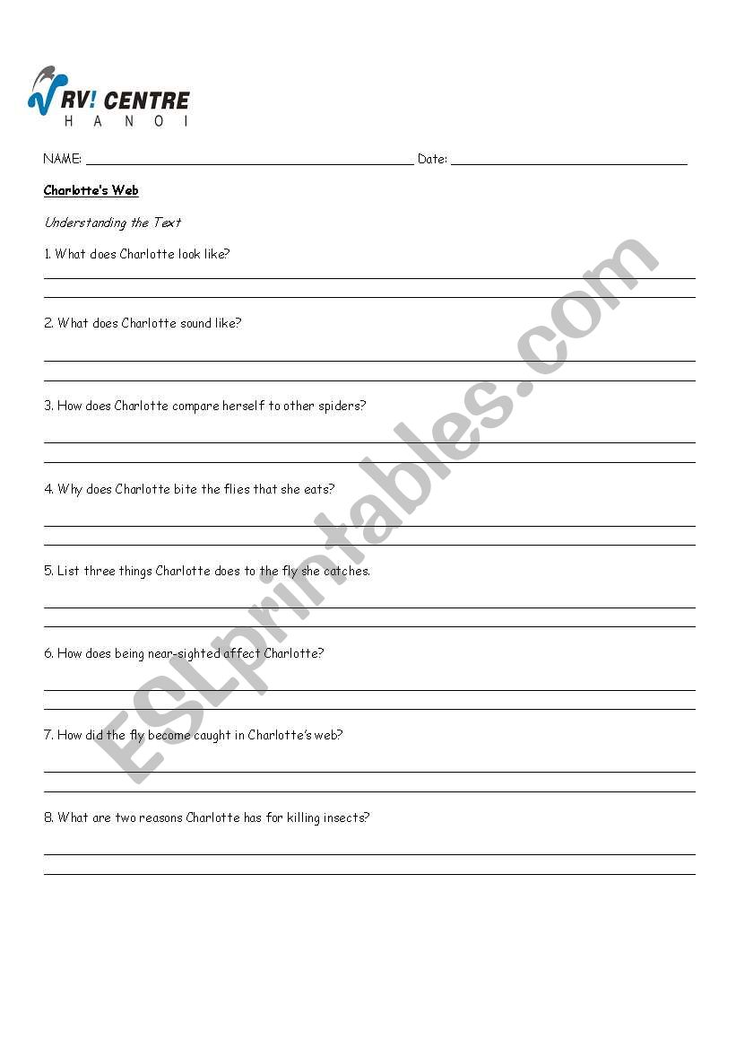 Charlotte´s Web Reading Test worksheet