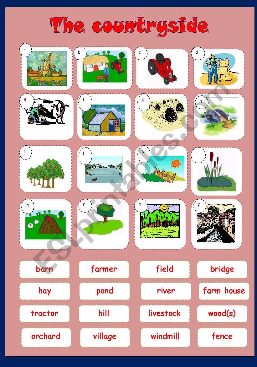 Countryside - matching worksheet