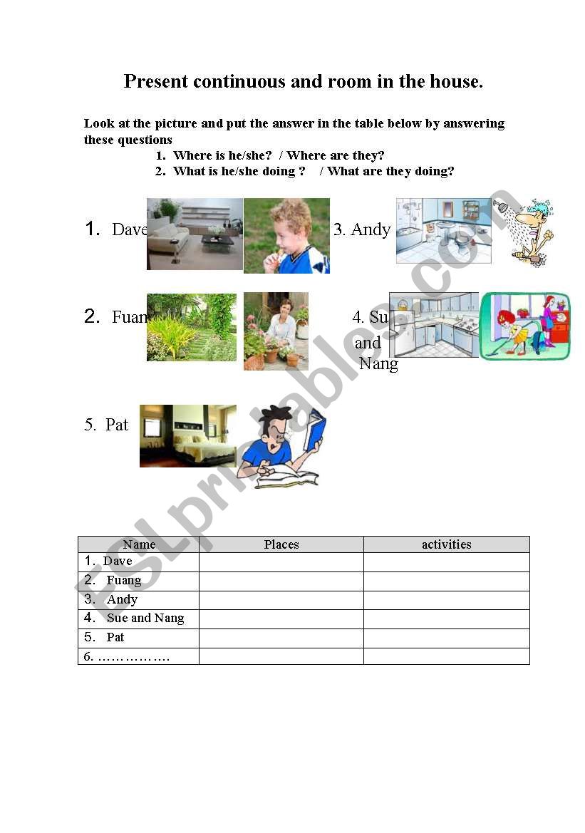 Present continuous - doing worksheet