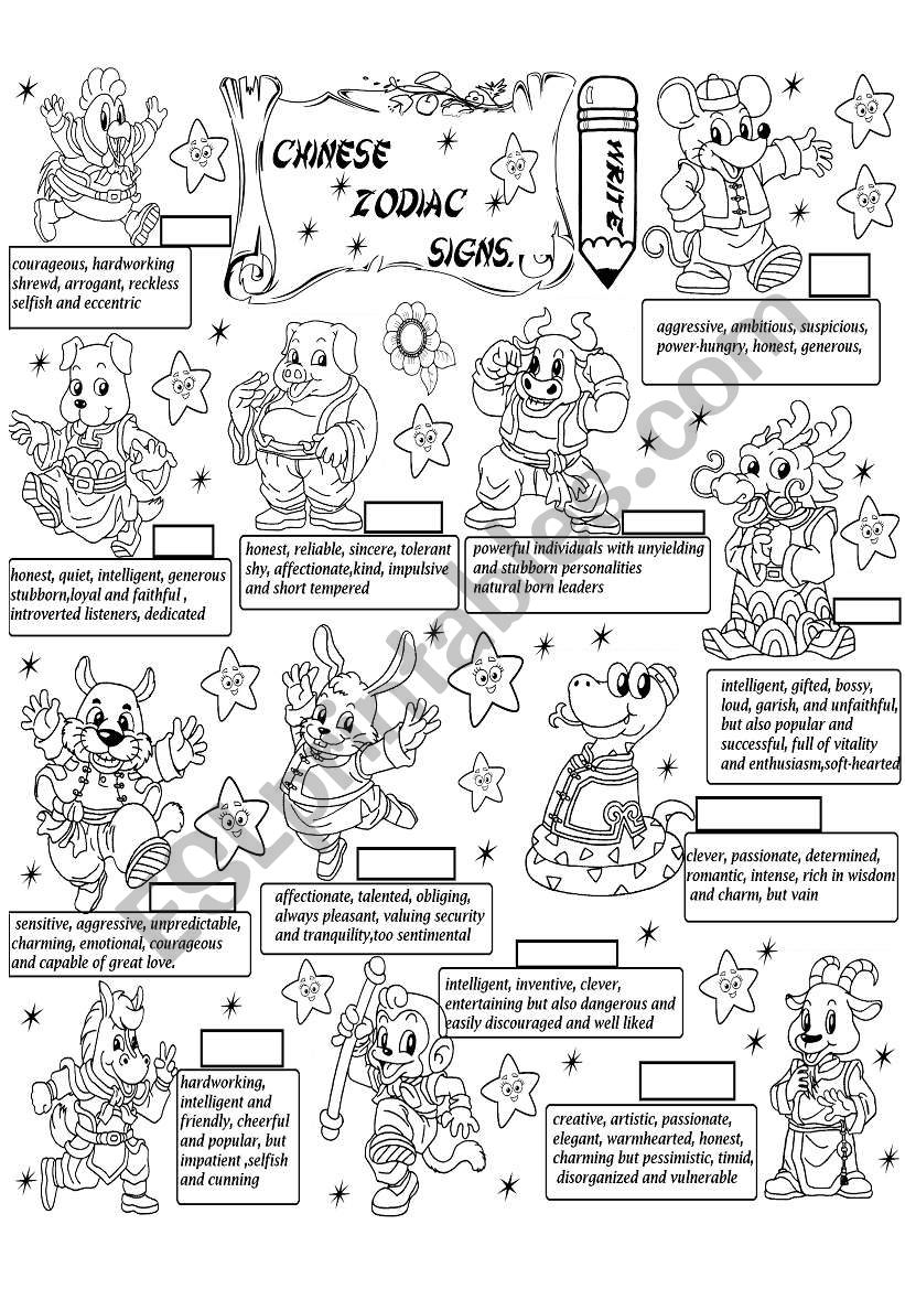 chinese zodiac signs worksheet