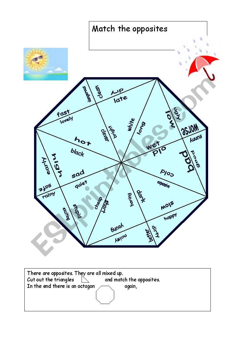 Match the opposites worksheet