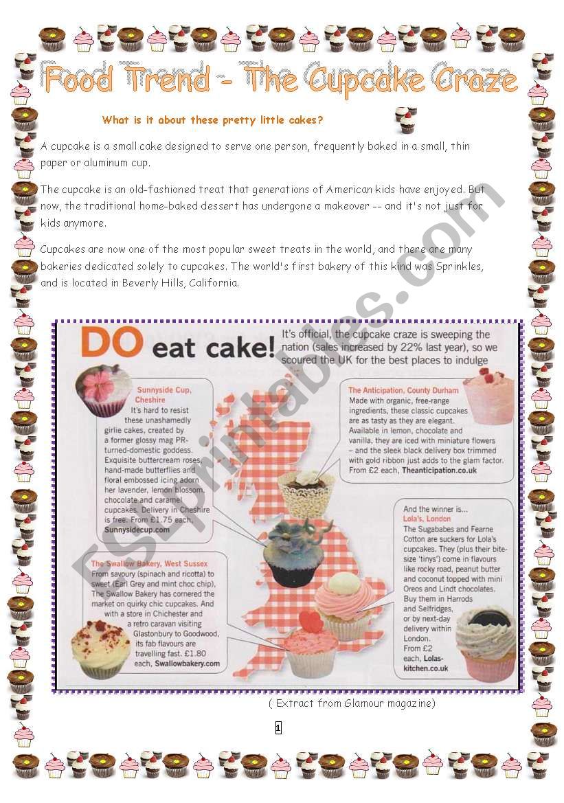 The cupcake craze worksheet