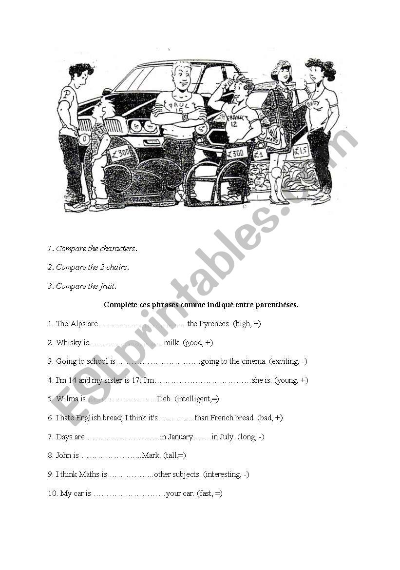 Comparatives worksheet