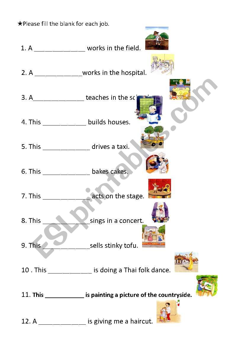 Occupation worksheet worksheet