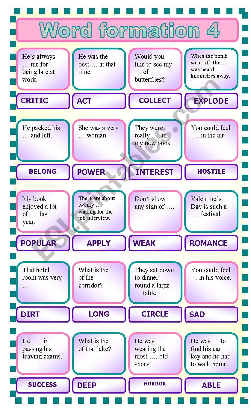 Word formation 4 worksheet