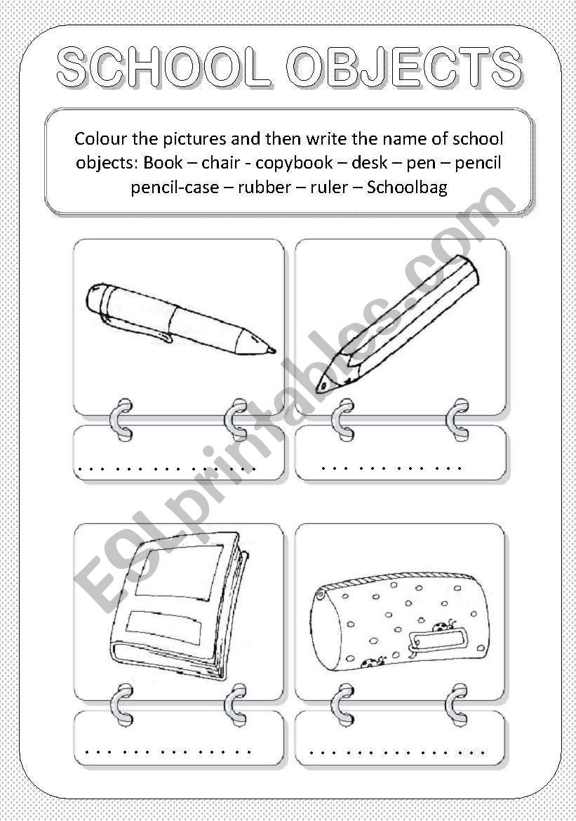 School Objects worksheet