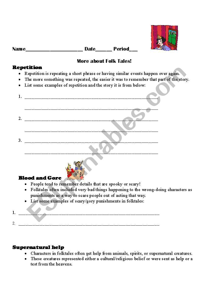 More About Folktales! worksheet