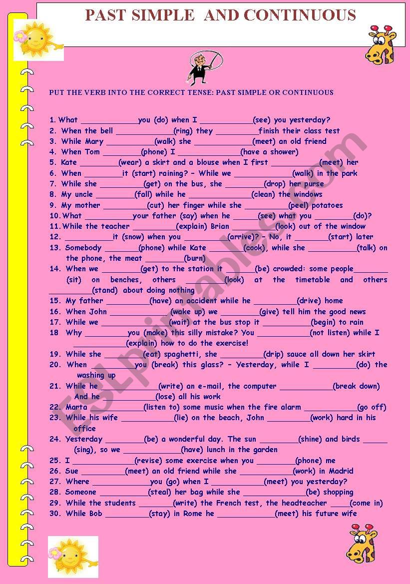 PAST SIMPLE AND CONTINUOUS worksheet