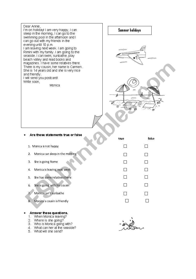 summer holidays worksheet