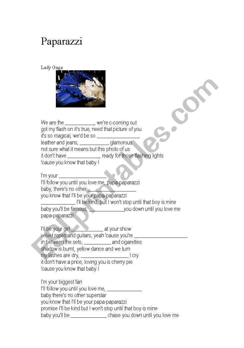 PAPARAZZI worksheet