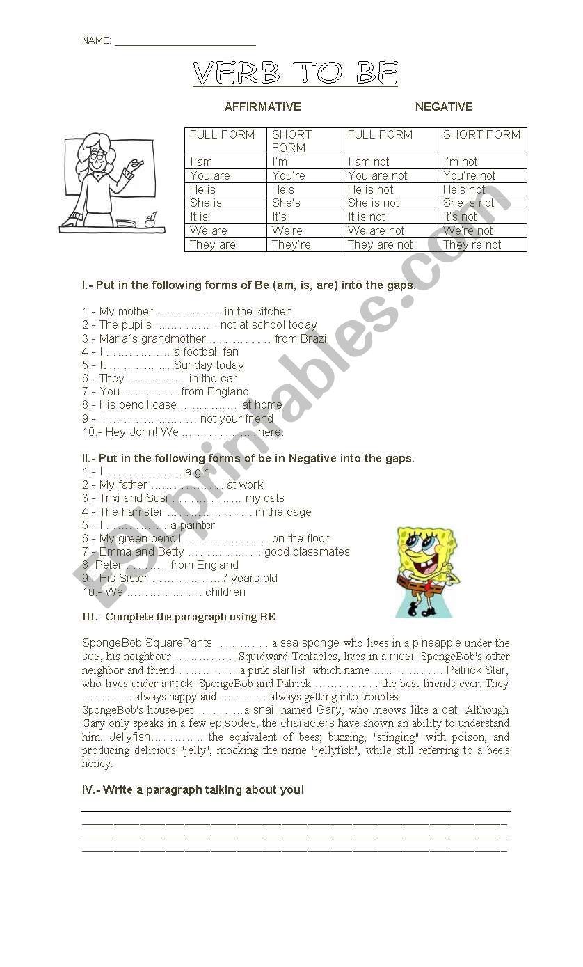VERB TO BE (2 pages) worksheet