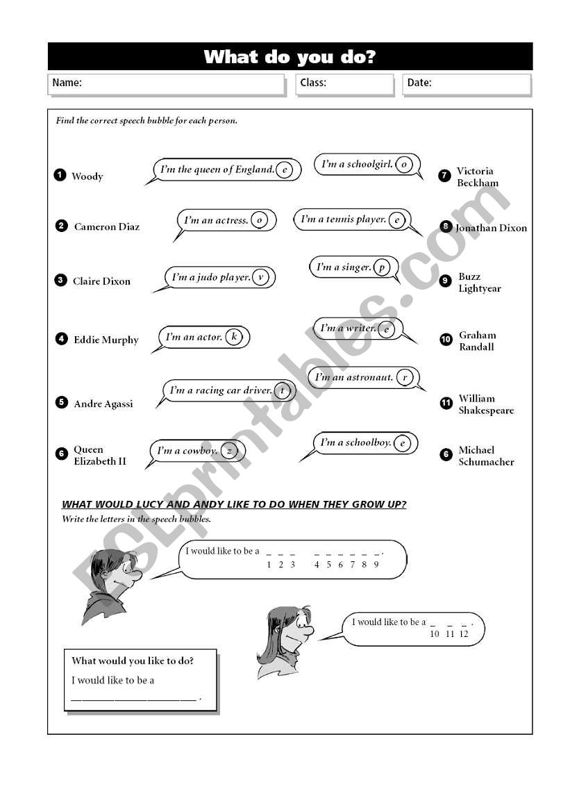 What do you do? - Jobs worksheet
