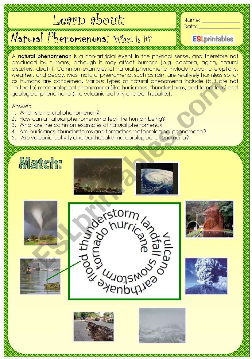 REading vocabulary - Natural Phenomen - Part 2