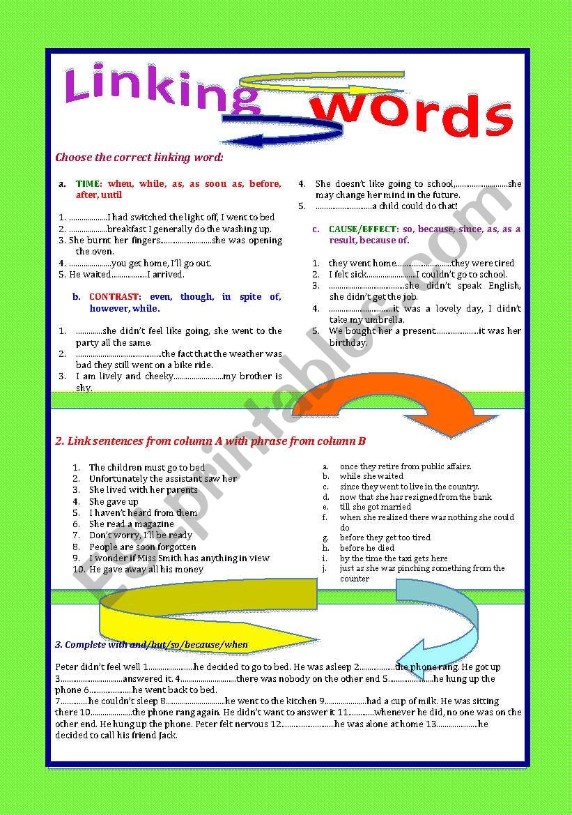 LINKING WORDS worksheet