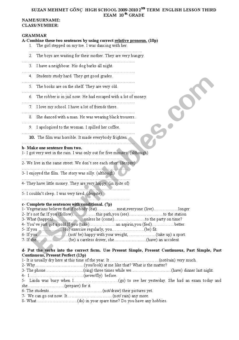 relative clauses worksheet