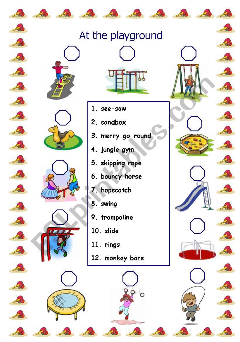 At the playground worksheet