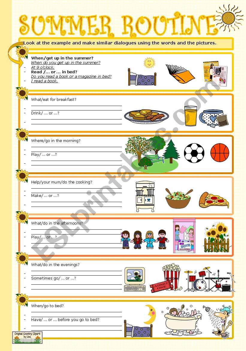 SUMMER ROUTINE worksheet