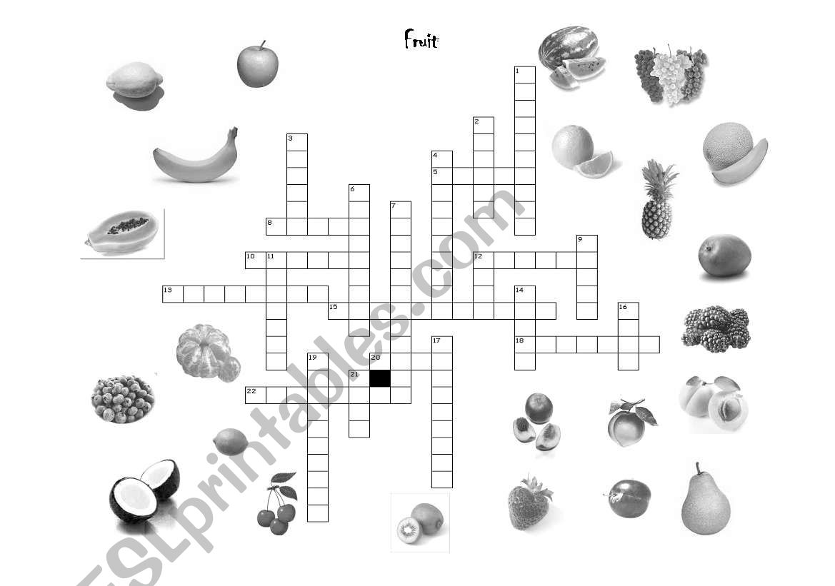 fruit crossword worksheet