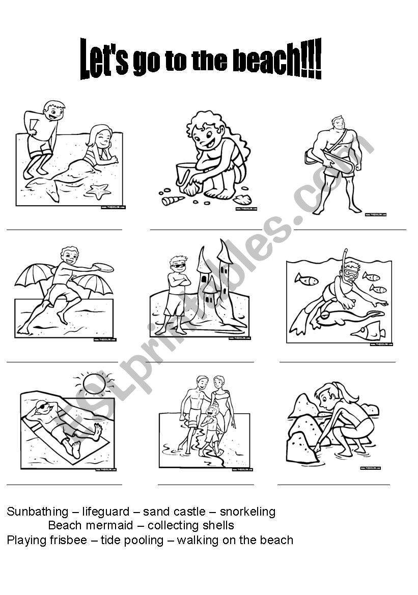 LetÂ´s go to the beach!!! worksheet