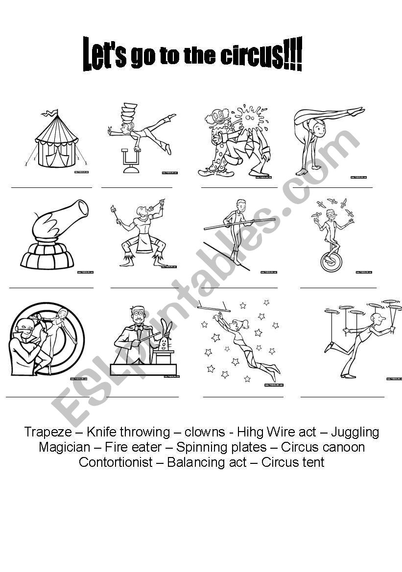 Lets go to the circus!!!! worksheet