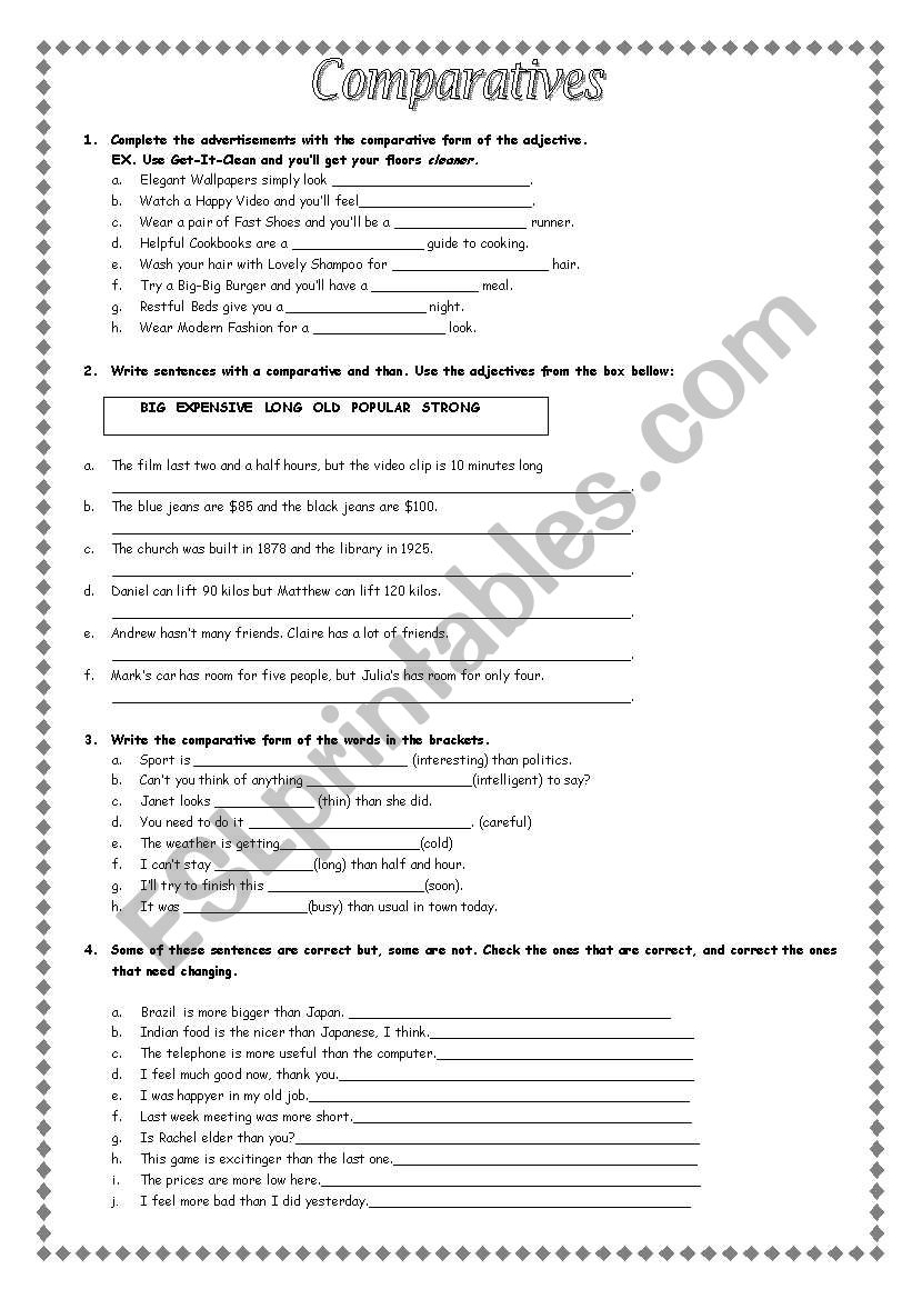 Comparative worksheet