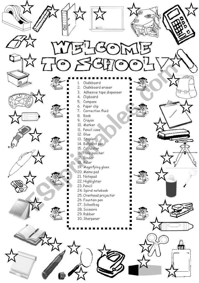 SCHOOL OBJECTS worksheet