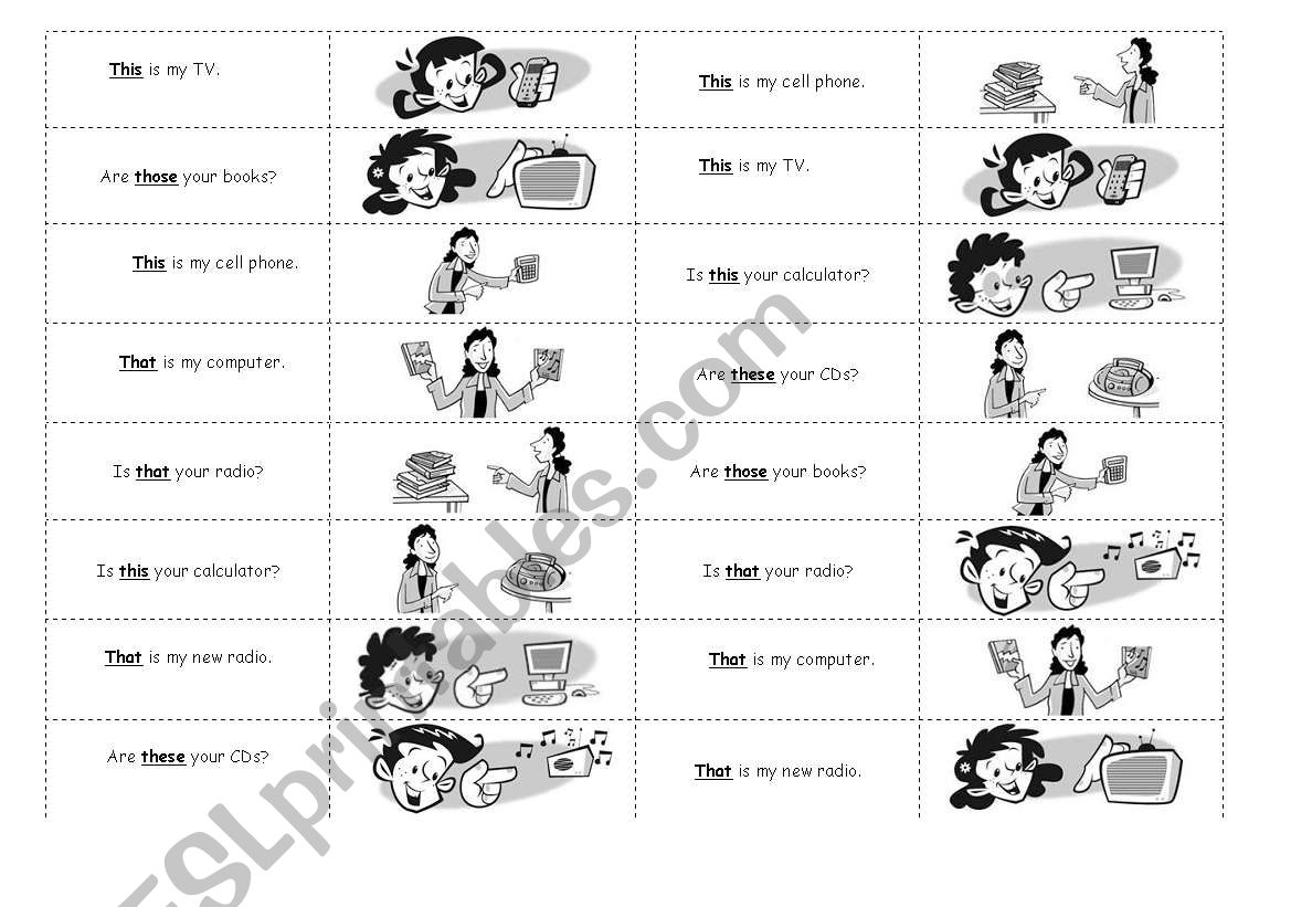 Demonstratives domino worksheet