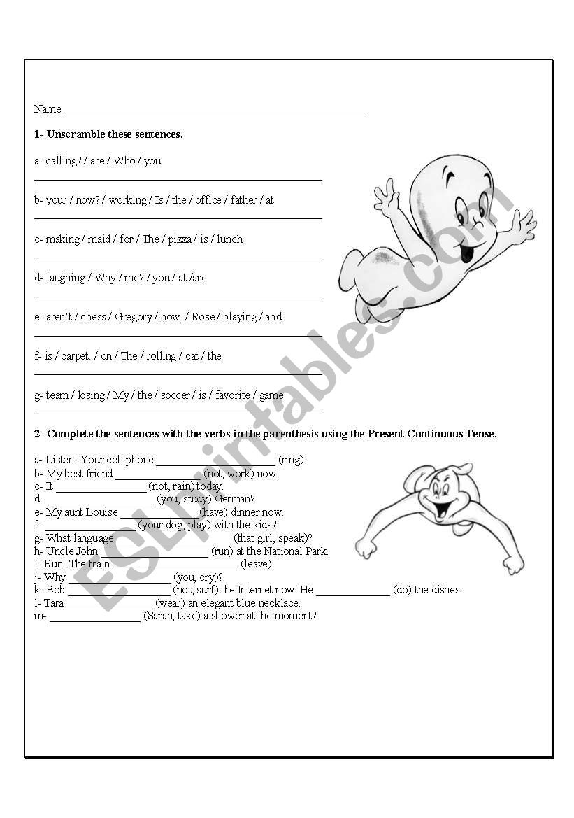 Present Continuous worksheet