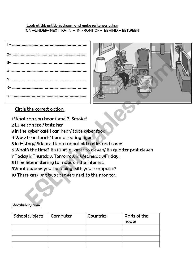 Prepositions worksheet