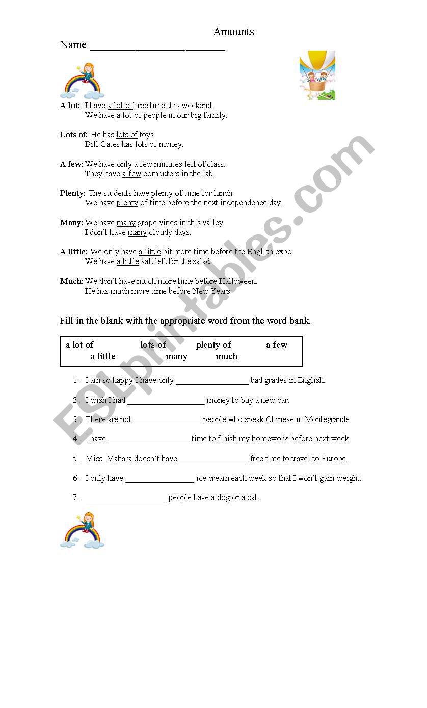 Quantifiers worksheet