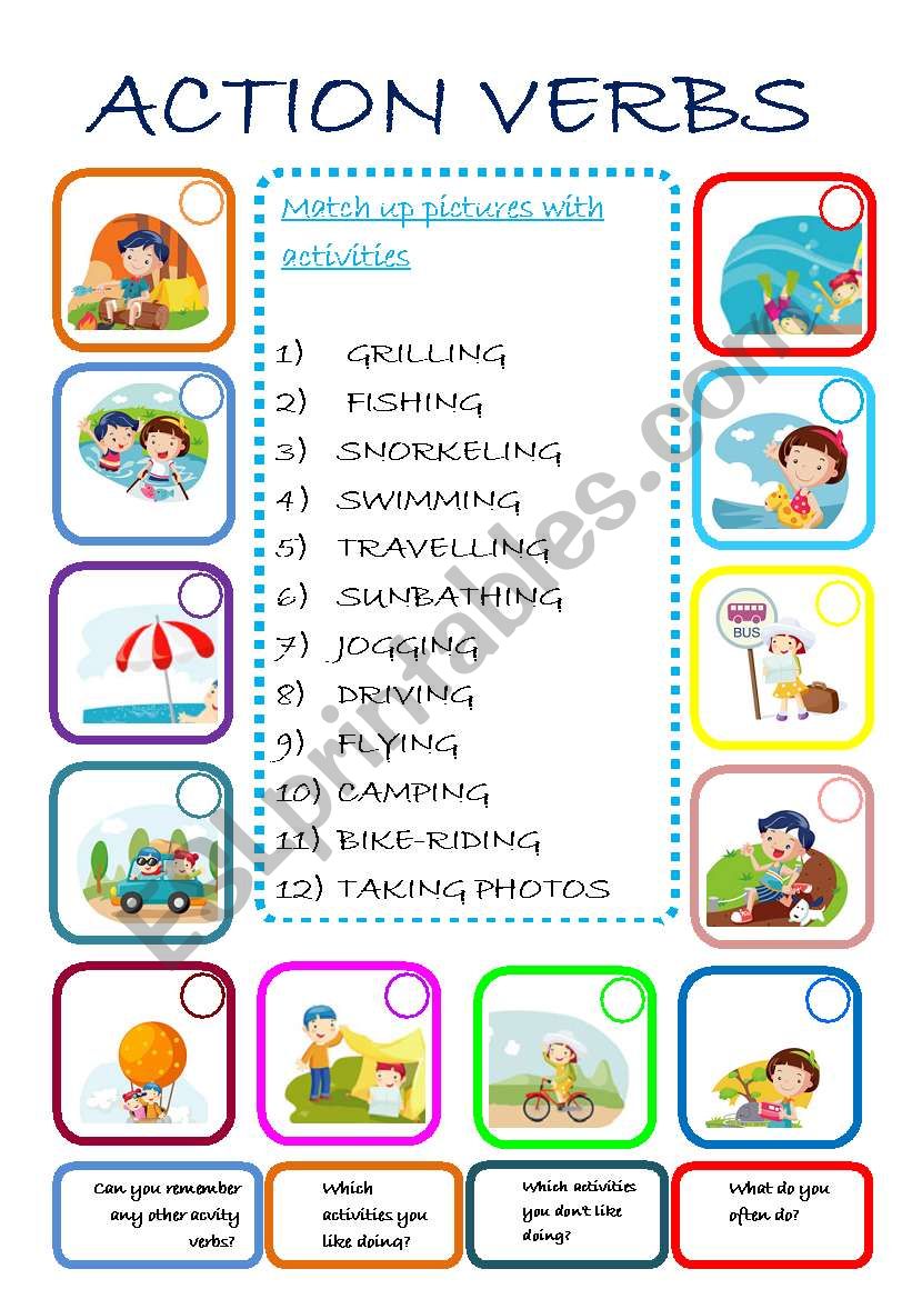 ACTION VERBS worksheet