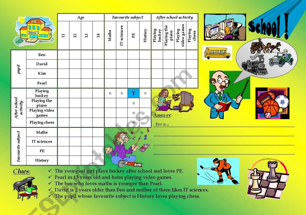 logic game 7 - school worksheet