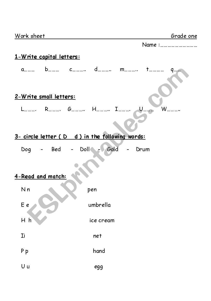 Letters worksheet