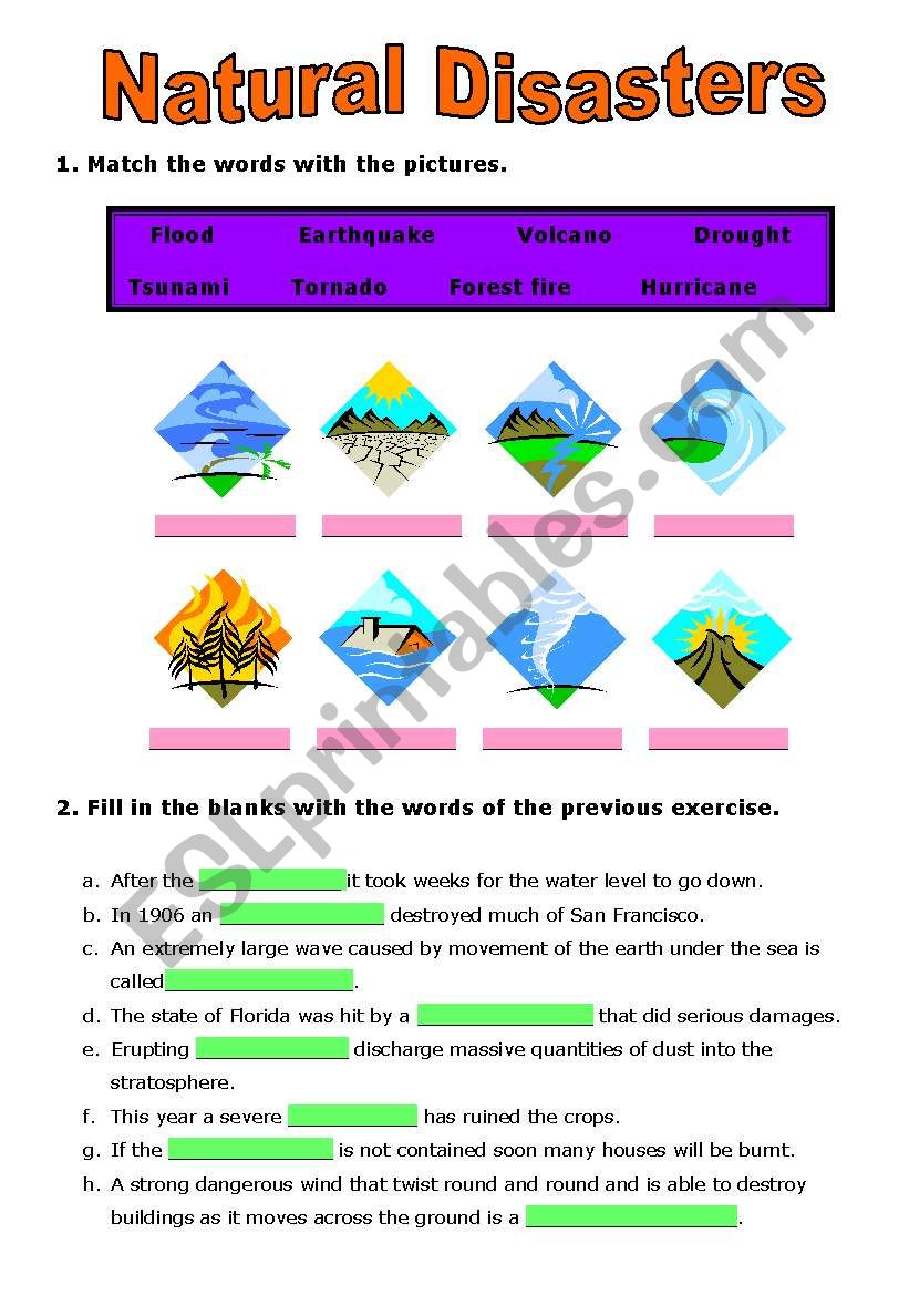 Natural Disasters worksheet