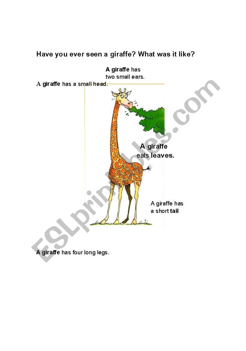 a giraffe worksheet