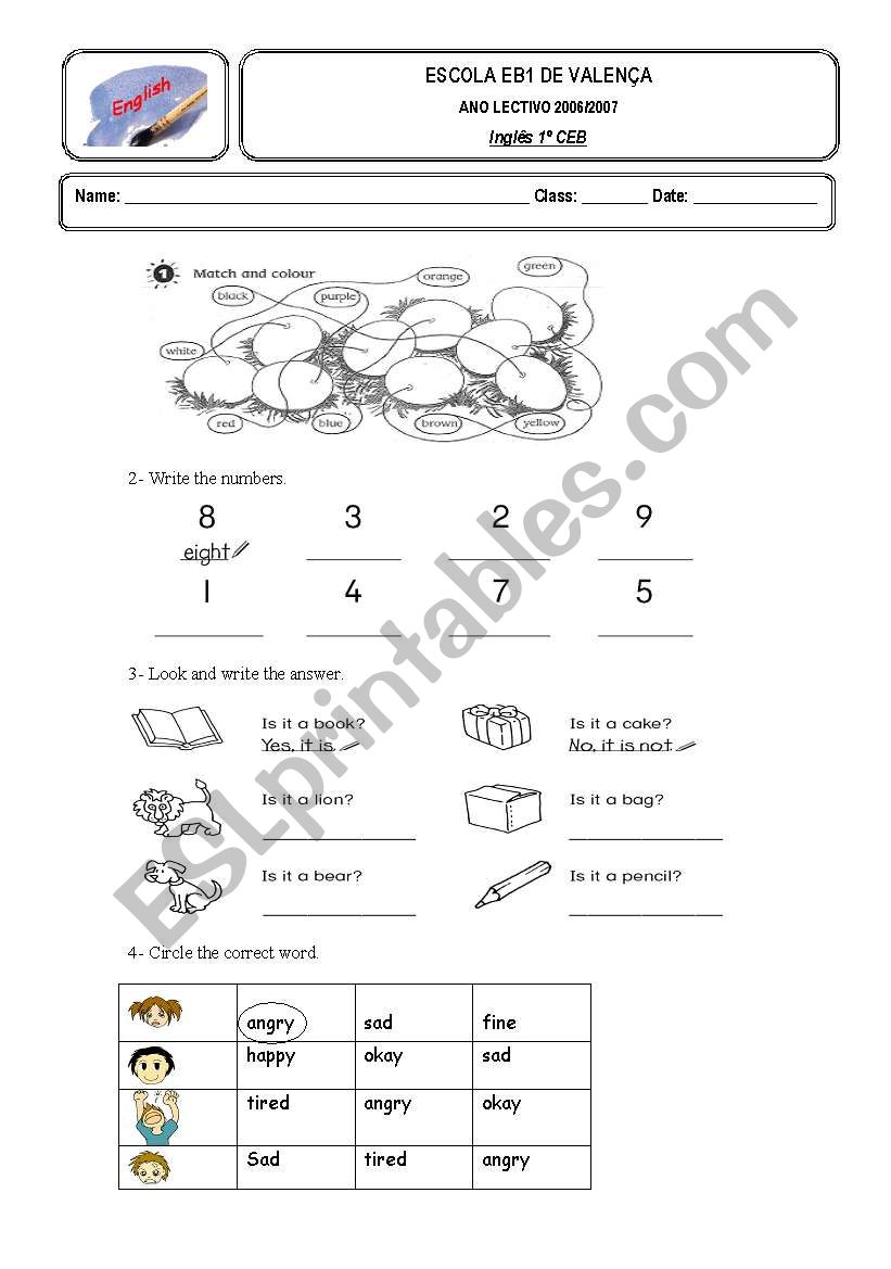 Review colours, numbers,... worksheet