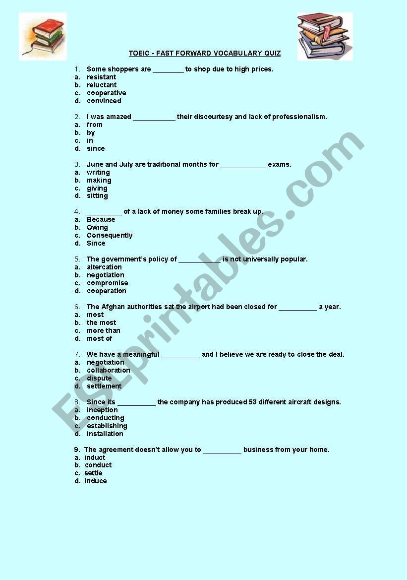 Vocabulary worksheet