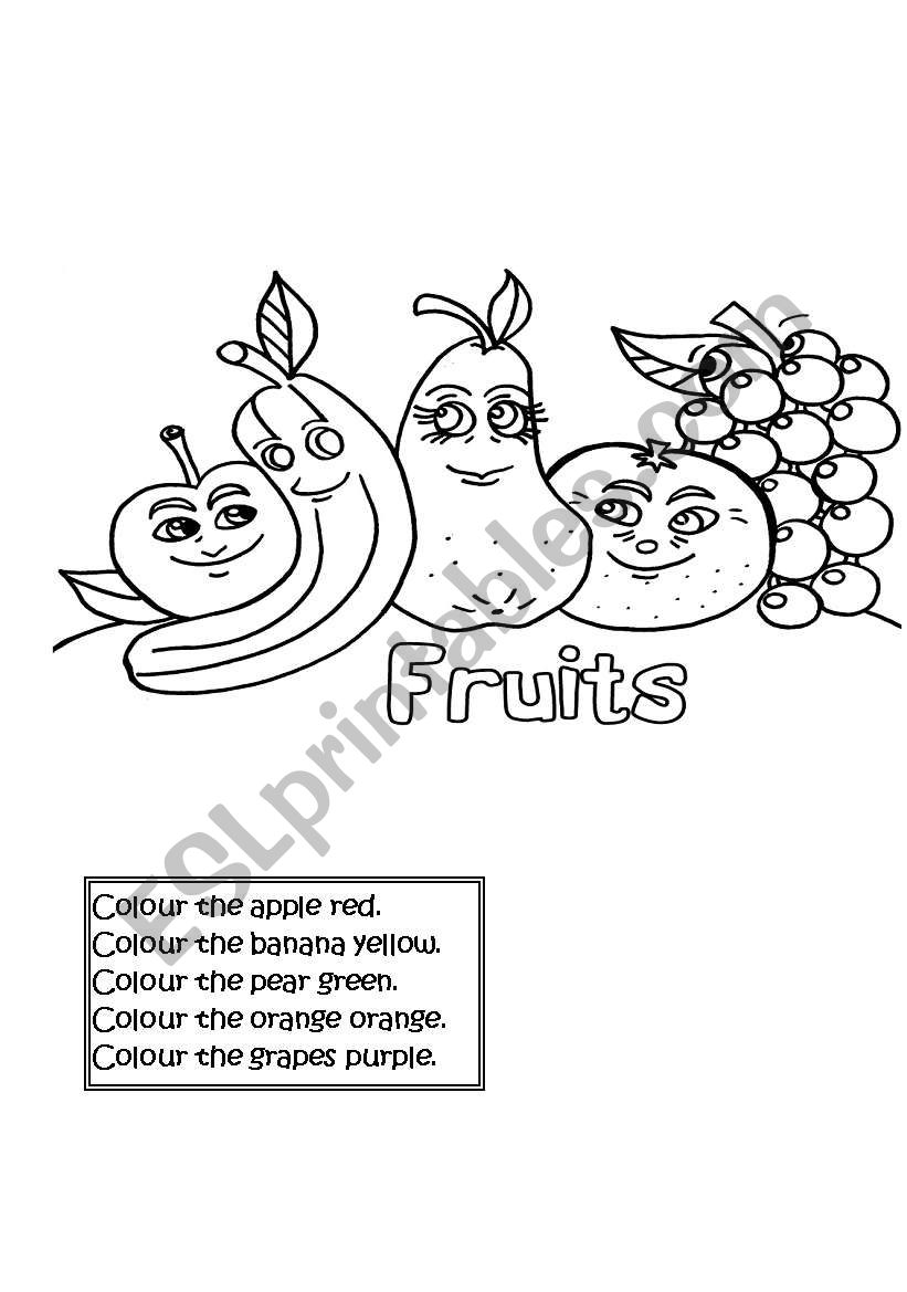Colour the fruits. worksheet