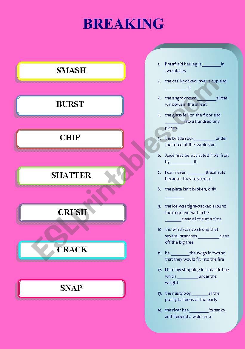 BREAKING, EXERCISE worksheet