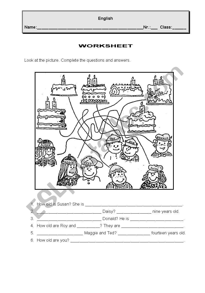 Age worksheet