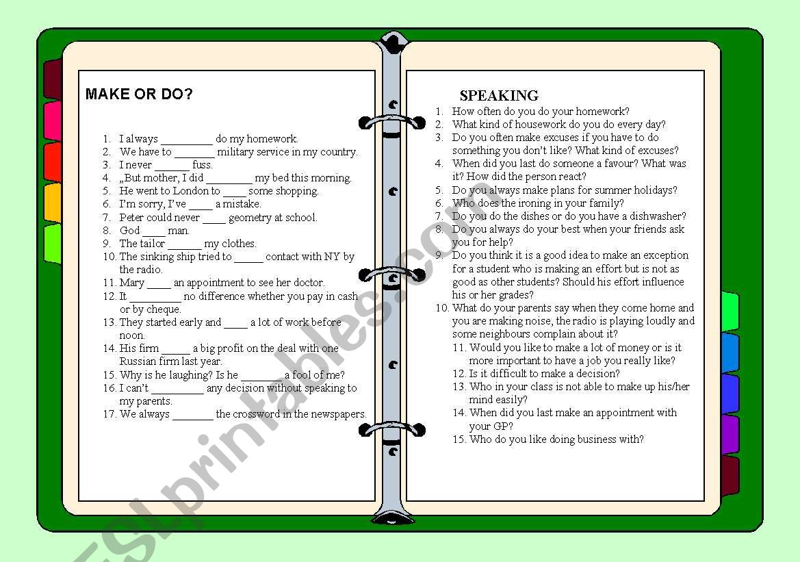 Do or make? worksheet