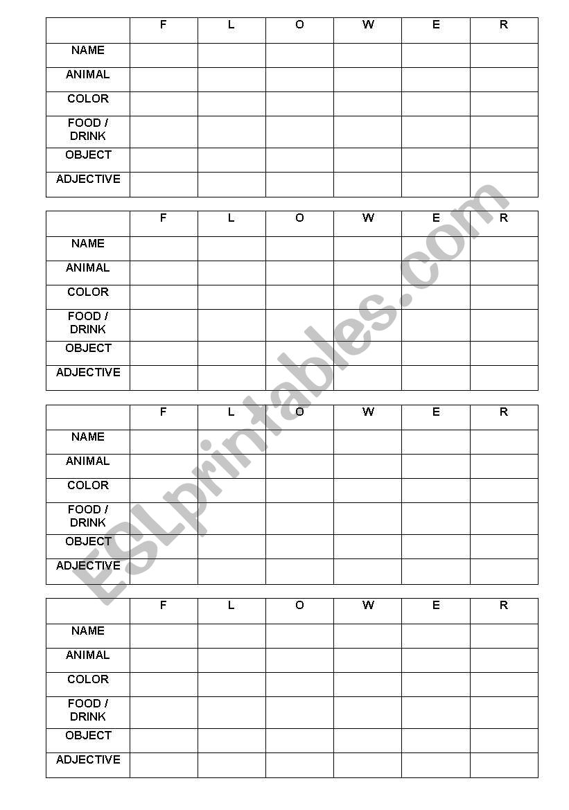 STOP GAME worksheet