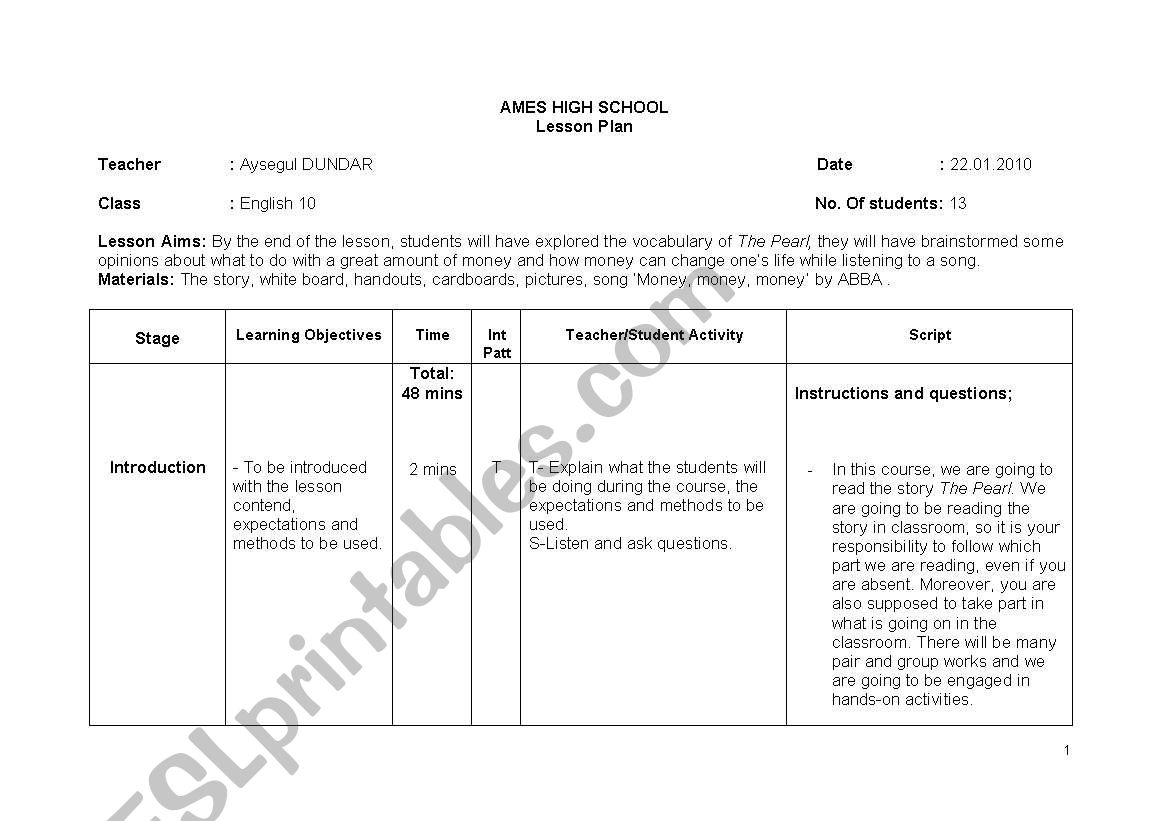 lesson plan worksheet