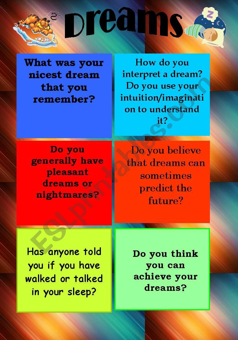 Conversation cards- DREAMS worksheet