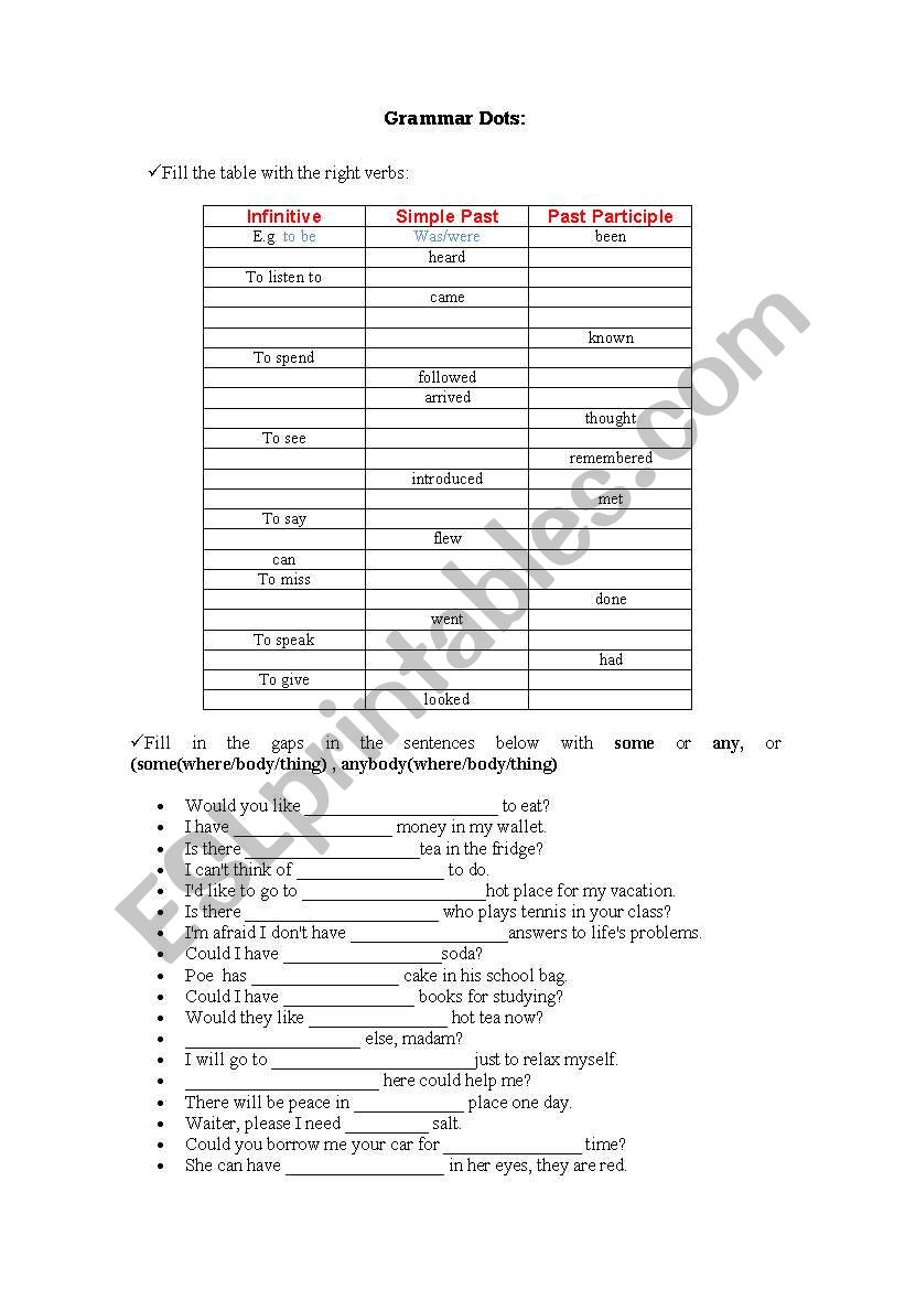 Verbs and Prepositions worksheet