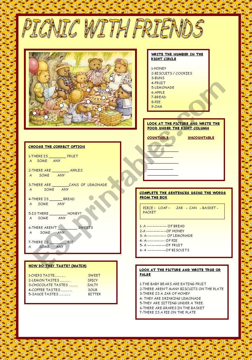 PICNIC WITH FRIIENDS worksheet