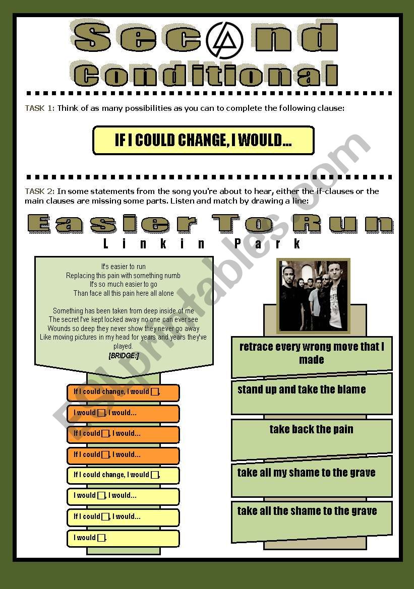 SONG ACTIVITY - Easier To Run (By Linkin Park) - Second Conditional