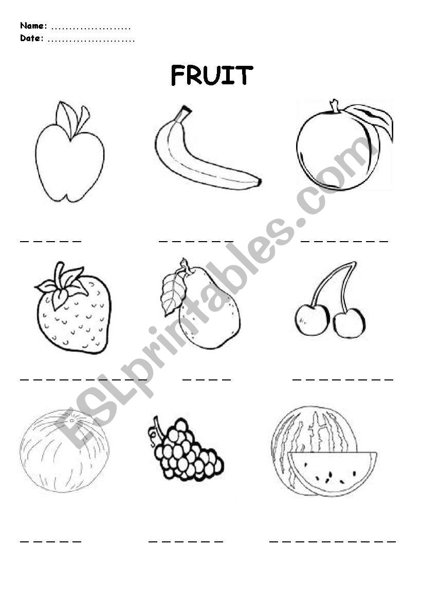 FRUIT worksheet