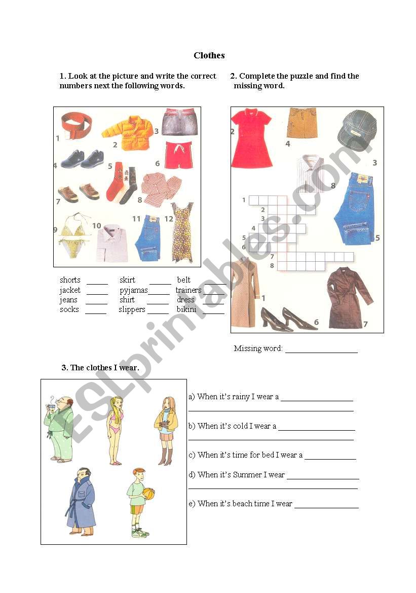 Clothes worksheet